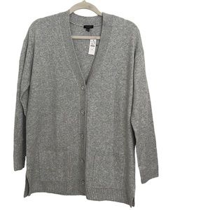 NWT Talbots silver metallic cardigan w rhinestone buttons